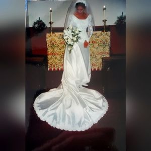 Wedding dress, veil, train from David's Bridal (Small / 4)